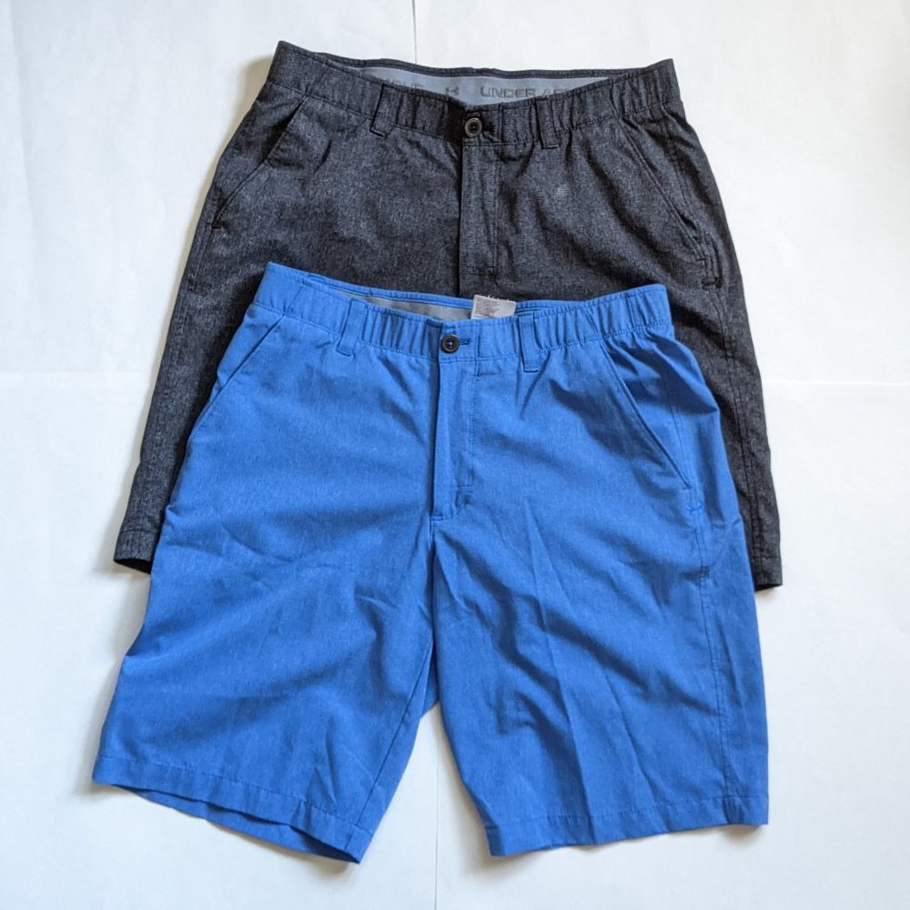Lot of 2 Under Armour UA Match Play Vented Golf Shorts Loose Fit Sz 34 Heat Gear